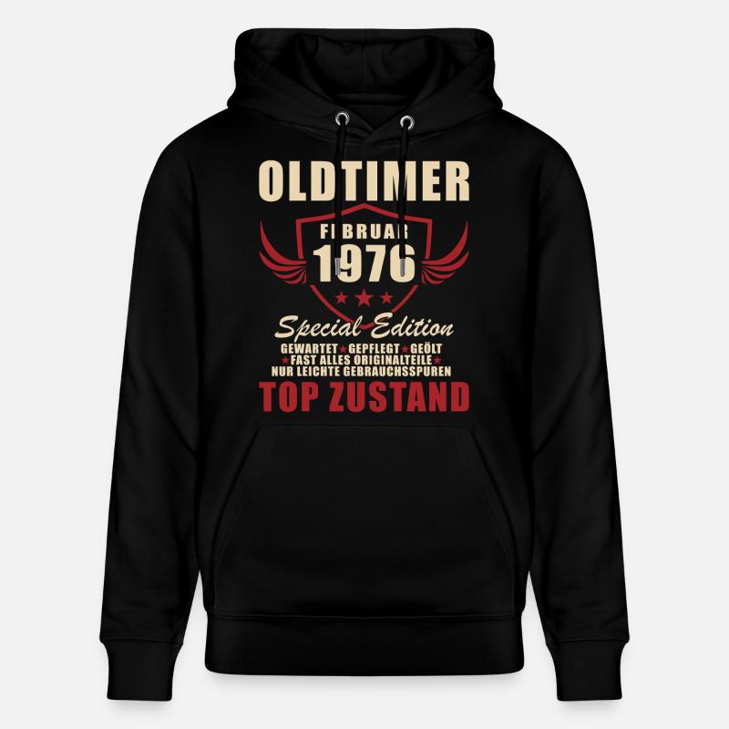 Février 1976 Anniversaire Oldtimer 1976 - Sweat à capuche bio CRUISER Stanley/Stella Unisexe - noir