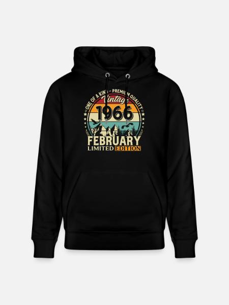 60e anniversaire février 1966 Millésime - Sweat à capuche bio CRUISER Stanley/Stella Unisexe - noir