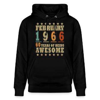 Geburtstag Februar 1966 Geschenk Vintage Limited - Stanley/Stella Unisex Bio-Hoodie CRUISER  - Schwarz - Vorne - Alina (178cm) & Michal (187cm)