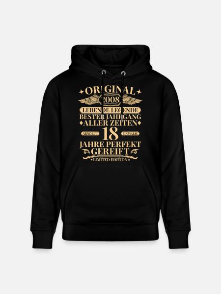 Vintage 2008 Year Legend 18-års fødselsdag - Stanley/Stella CRUISER økologisk unisex-hoodie - sort