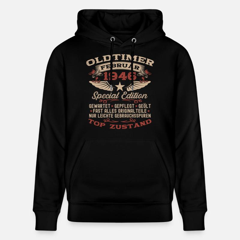 80e anniversaire Oldtimer Février 1946 - Sweat à capuche bio CRUISER Stanley/Stella Unisexe - noir