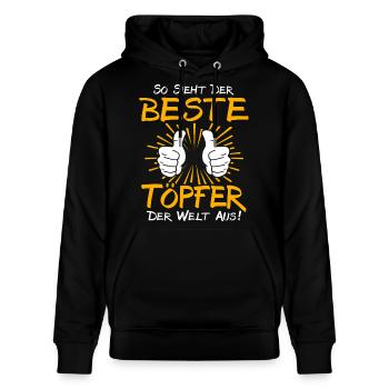 Töpfer Geschenkidee - Stanley/Stella Unisex Bio-Hoodie CRUISER  - Schwarz - Vorne - Alina (178cm) & Michal (187cm)