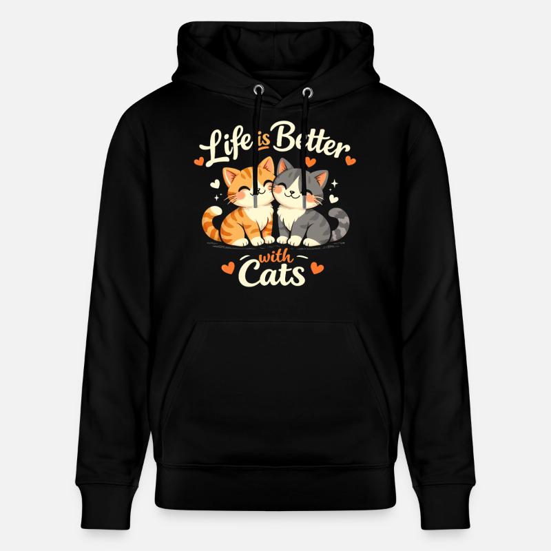 Vivre mieux avec les chats - Sweat à capuche bio CRUISER Stanley/Stella Unisexe - noir
