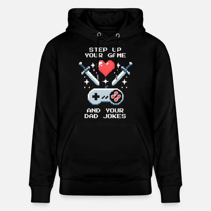 Level up & Papa-Witze | Bonuspapa Patchwork - Stanley/Stella Unisex Bio-Hoodie CRUISER - Schwarz