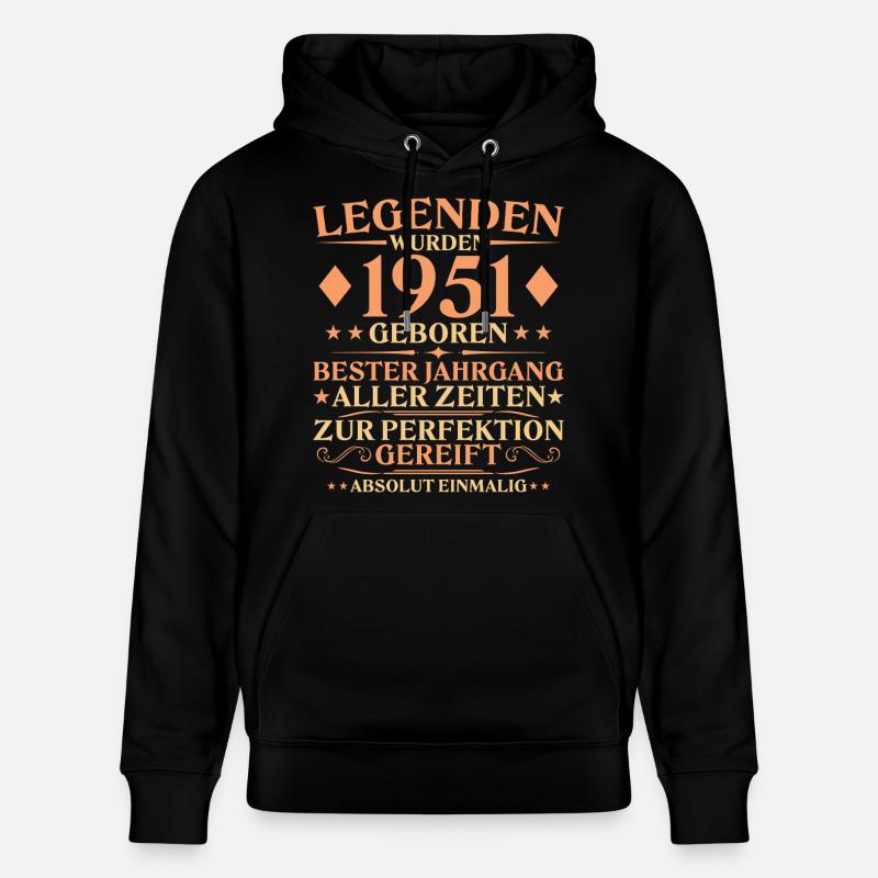 75e anniversaire Né en 1951 - Sweat à capuche bio CRUISER Stanley/Stella Unisexe - noir