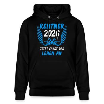 Rentner 2026 Ruhestand Geschenk - Stanley/Stella Unisex Bio-Hoodie CRUISER  - Schwarz - Vorne - Alina (178cm) & Michal (187cm)