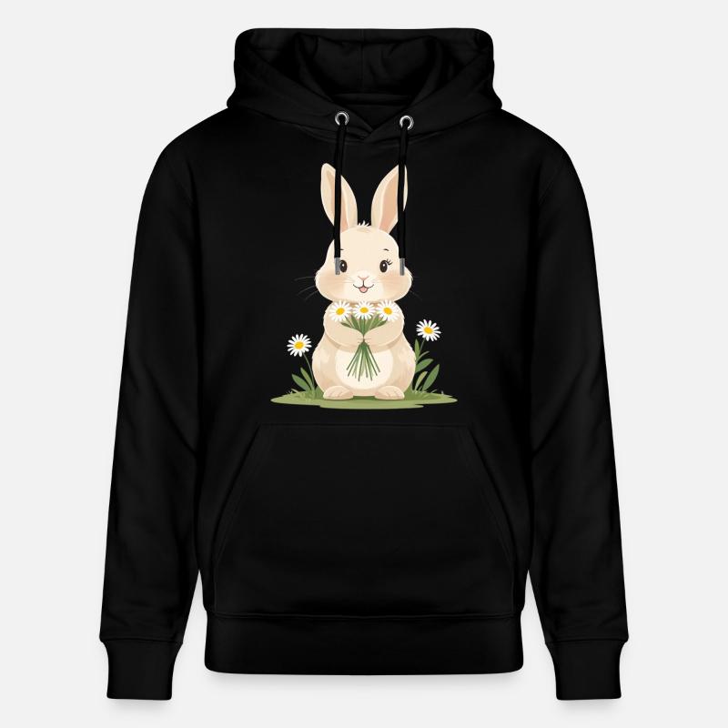 Zartes Häschen mit Gänseblümchen - Stanley/Stella Unisex Bio-Hoodie CRUISER - Schwarz