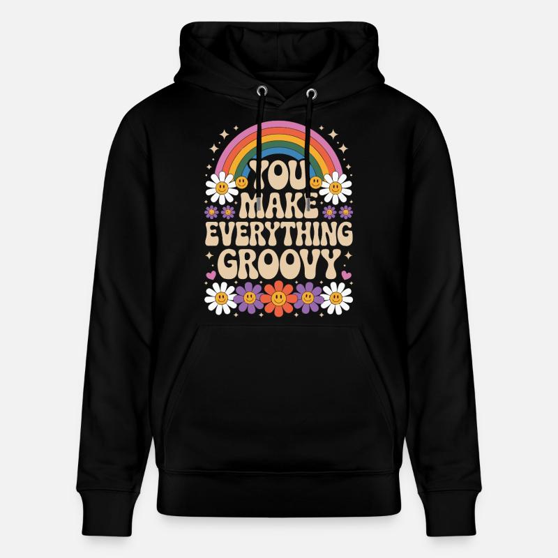 You Make Everything Groovy - Retro Rainbow - Stanley/Stella Unisex Bio-Hoodie CRUISER  - Schwarz