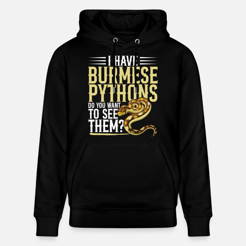 Burmesische Python HDE Schlangen-Stofftier-Reptil - Stanley/Stella Unisex Bio-Hoodie CRUISER  - Schwarz