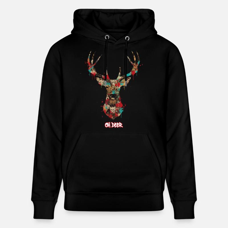 Graffiti de cerf - Sweat à capuche bio CRUISER Stanley/Stella Unisexe - noir