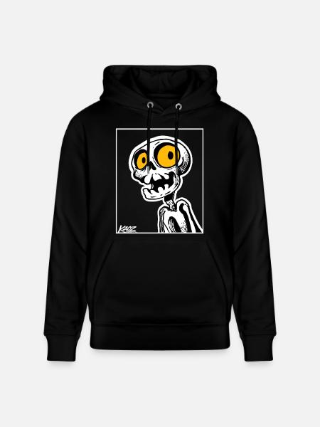 Skeleton Cartoon with Big Yellow Eyes - Stanley/Stella CRUISER Unisex Organic Hoodie - black
