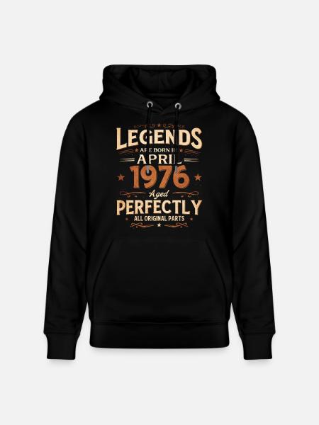 50-årspresent make april 1976 legendarisk - Ekologisk luvtröja CRUISER unisex från Stanley/Stella - svart
