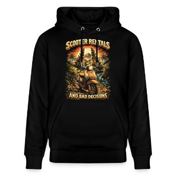 Bali Reise Scooter Rentals And Bad Decisions - Stanley/Stella Unisex Bio-Hoodie CRUISER  - Schwarz - Vorne - Alina (178cm) & Michal (187cm)