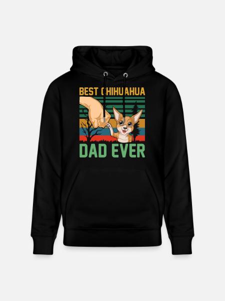 Best Chihuahua Dad Ever Retro Tee - Stanley/Stella CRUISER Unisex Organic Hoodie - black