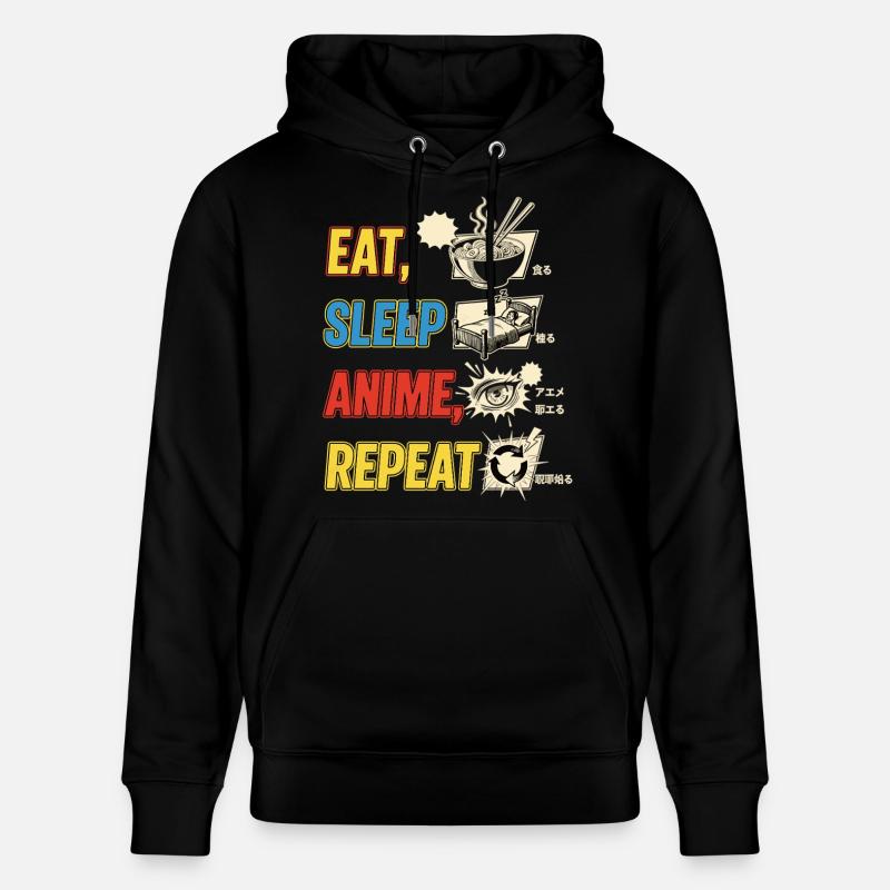 MANGER DORMIR ANIME RÉPÉTER - Sweat à capuche bio CRUISER Stanley/Stella Unisexe - noir