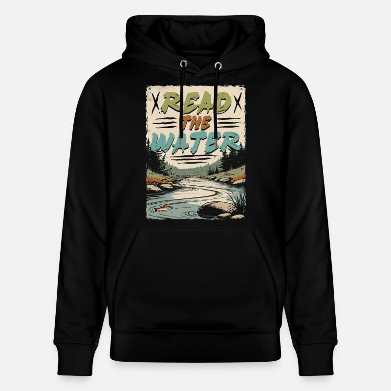 Fluefiske, fluefisker, Read The Water - Stanley/Stella CRUISER økologisk unisex-hettegenser - svart