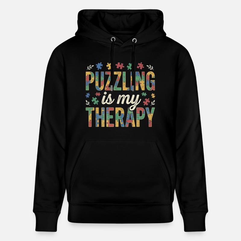 Puzzling is my Therapy - Retro Puzzle - Stanley/Stella Unisex Bio-Hoodie CRUISER - Schwarz
