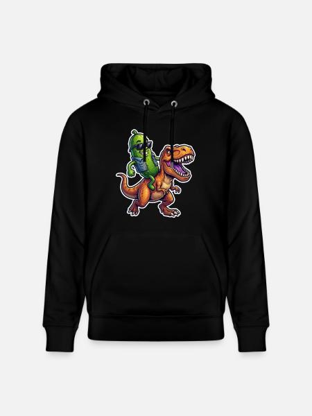 Sour cucumber rides dinosaur - Stanley/Stella CRUISER Unisex Organic Hoodie - black