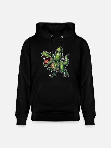 Sour cucumber rides dinosaur - Stanley/Stella CRUISER Unisex Organic Hoodie - black