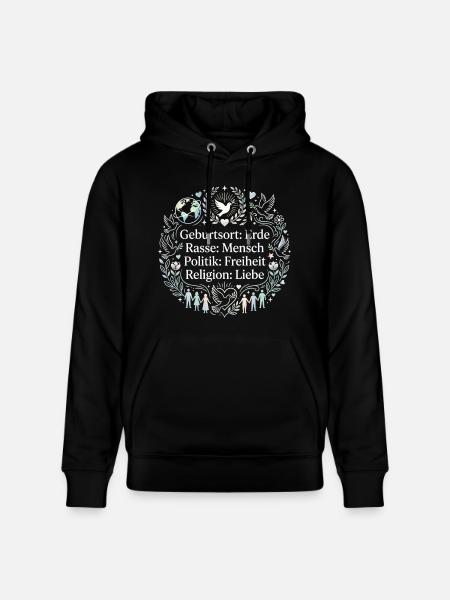 Gegen Rassismus - Stanley/Stella Unisex Bio-Hoodie CRUISER  - Schwarz