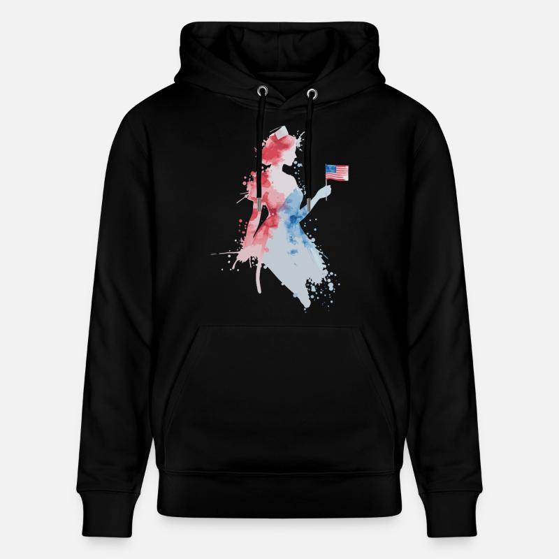 Aquarelle drapeau Nurse USA - Sweat à capuche bio CRUISER Stanley/Stella Unisexe - noir