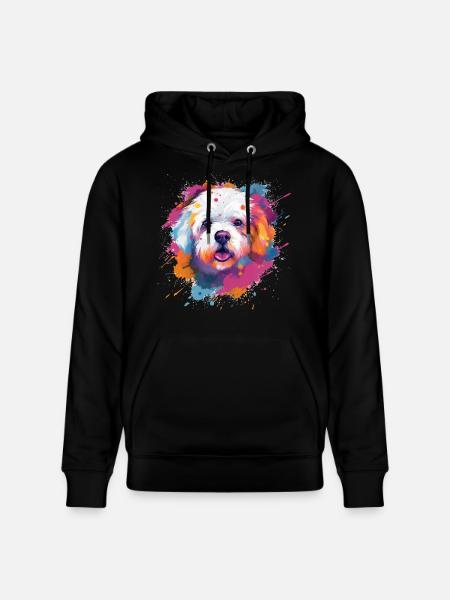 Bichon Fris Bunte Hundesplash-Kunst - Stanley/Stella Unisex Bio-Hoodie CRUISER - Schwarz