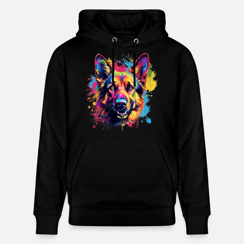 Deutscher Schäferhund Spritzkunst bunt - Stanley/Stella Unisex Bio-Hoodie CRUISER  - Schwarz