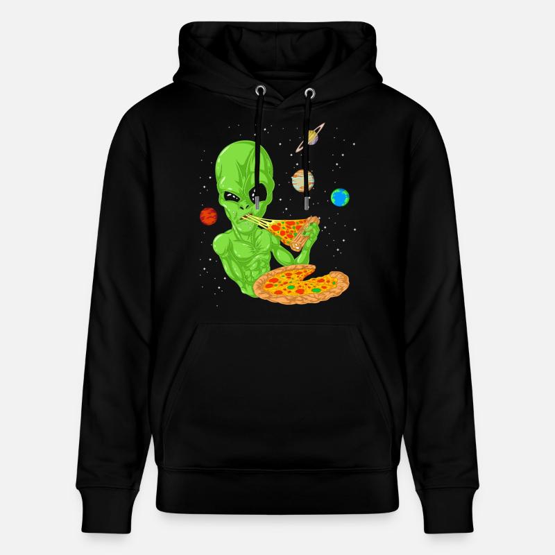Alien Pizza Space Shirt - Sweat à capuche bio CRUISER Stanley/Stella Unisexe - noir