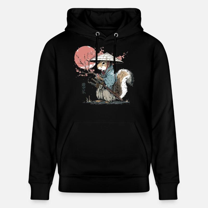 Samouraï Écureuil en Robe de Sakura - Sweat à capuche bio CRUISER Stanley/Stella Unisexe - noir