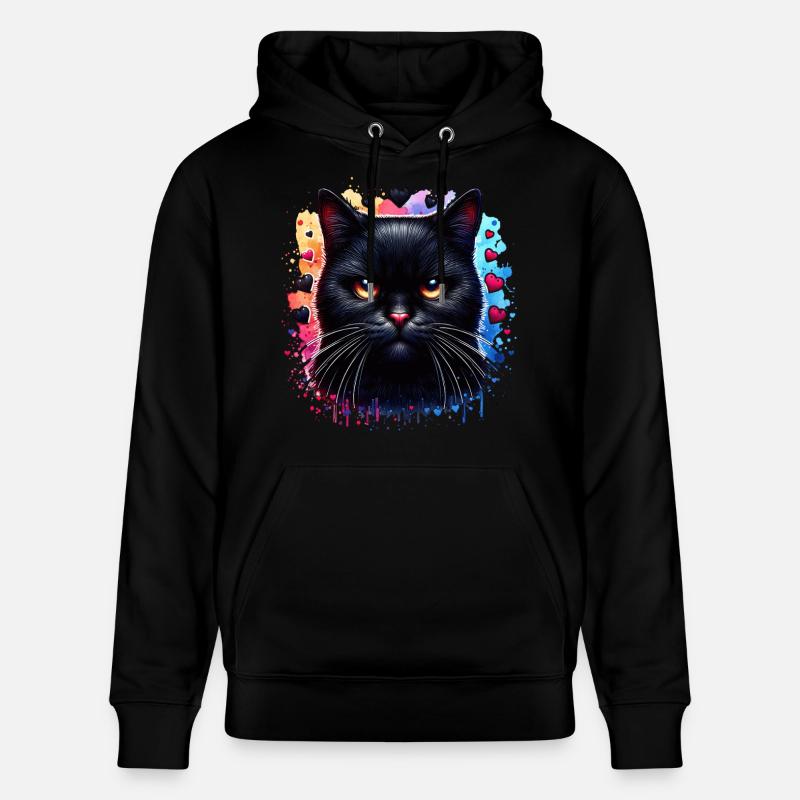 Chat noir - Sweat à capuche bio CRUISER Stanley/Stella Unisexe - noir