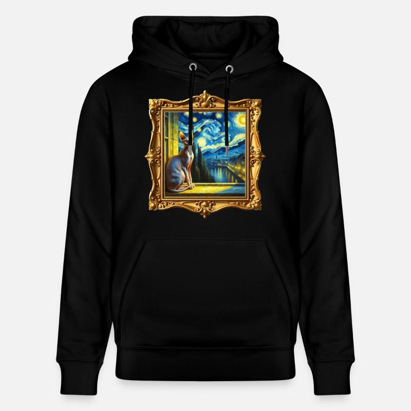 Sphynx Chat Nuit Étoilée - Sweat à capuche bio CRUISER Stanley/Stella Unisexe - noir