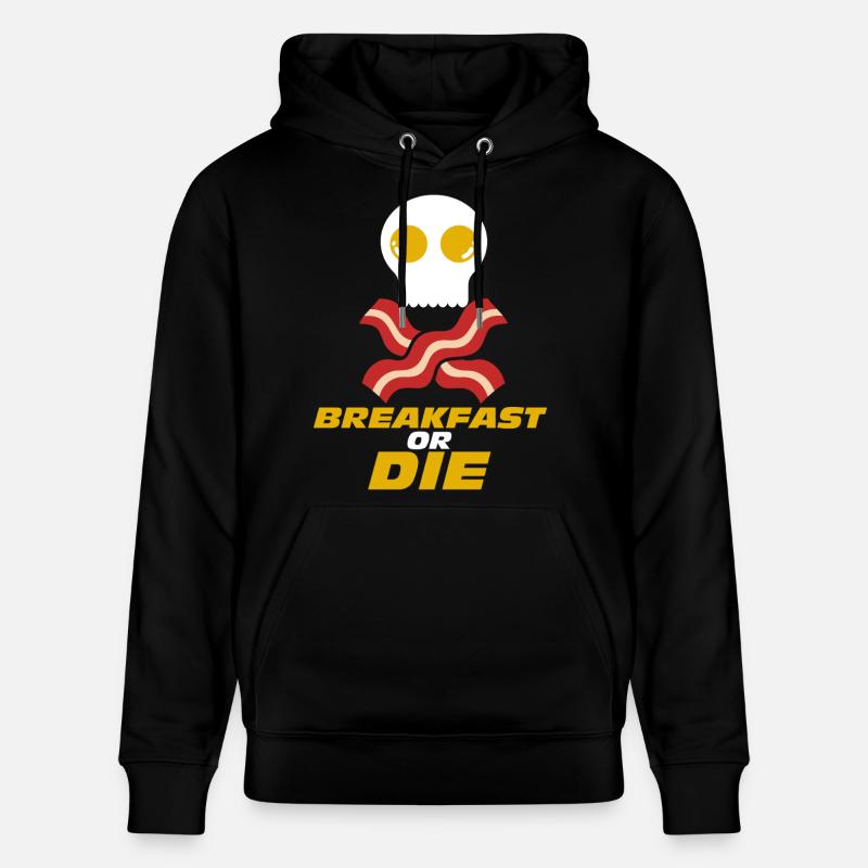 Frühstück oder Totenkopf-Speck-Ei - Stanley/Stella Unisex Bio-Hoodie CRUISER  - Schwarz