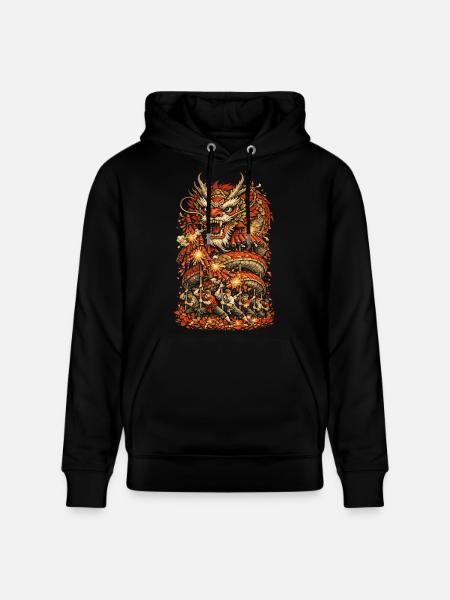 Dragon Dance Dragon Dance Fireworks - Stanley/Stella CRUISER Unisex Organic Hoodie - black