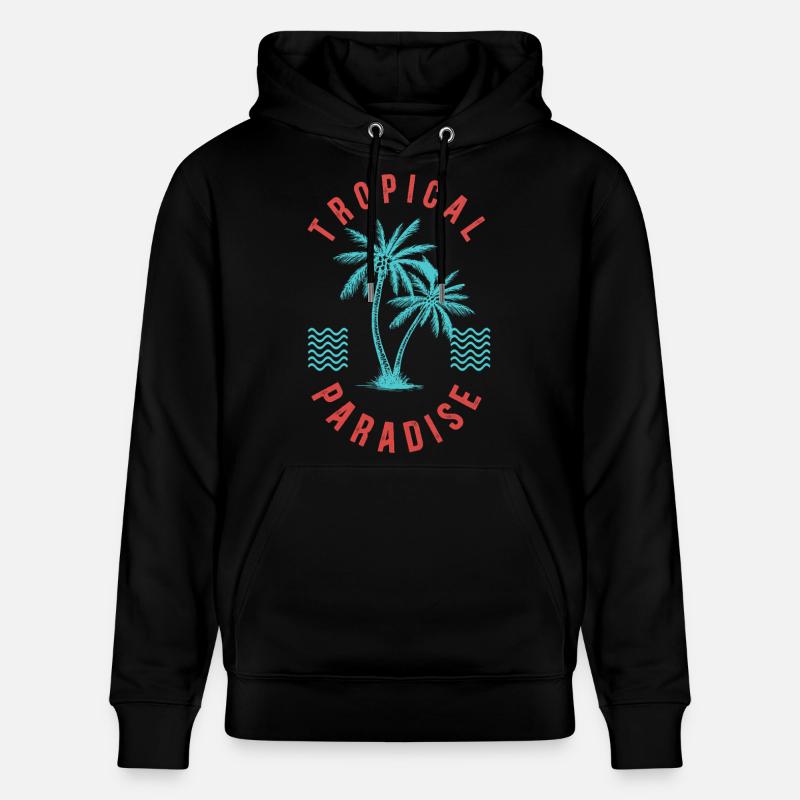 Tropical Paradise Retro Palm Abzeichen - Stanley/Stella Unisex Bio-Hoodie CRUISER  - Schwarz
