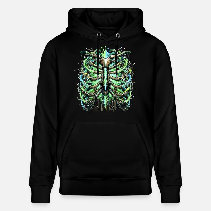 Cyber Brustkorb Skelett Sci-Fi Illustration - Stanley/Stella Unisex Bio-Hoodie CRUISER  - Schwarz