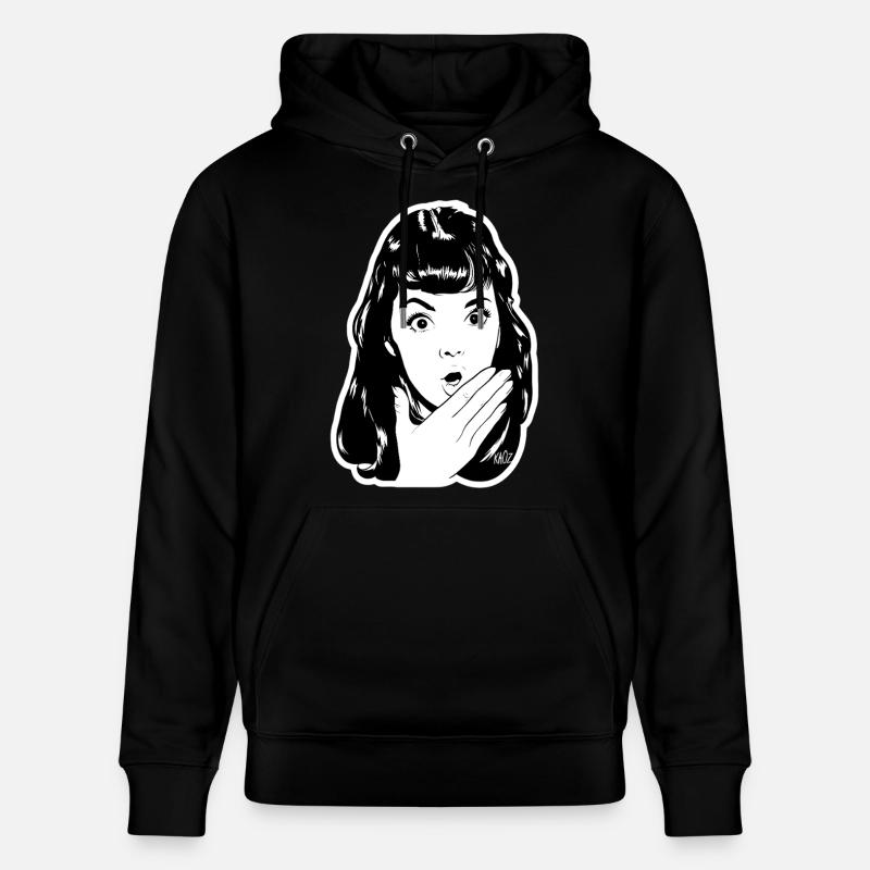 Portrait pop surpris - Sweat à capuche bio CRUISER Stanley/Stella Unisexe - noir