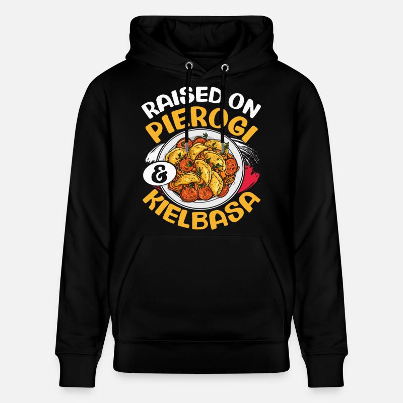 Aufgewachsen Auf Pierogi Kielbasa, Polnischer - Stanley/Stella Unisex Bio-Hoodie CRUISER  - Schwarz