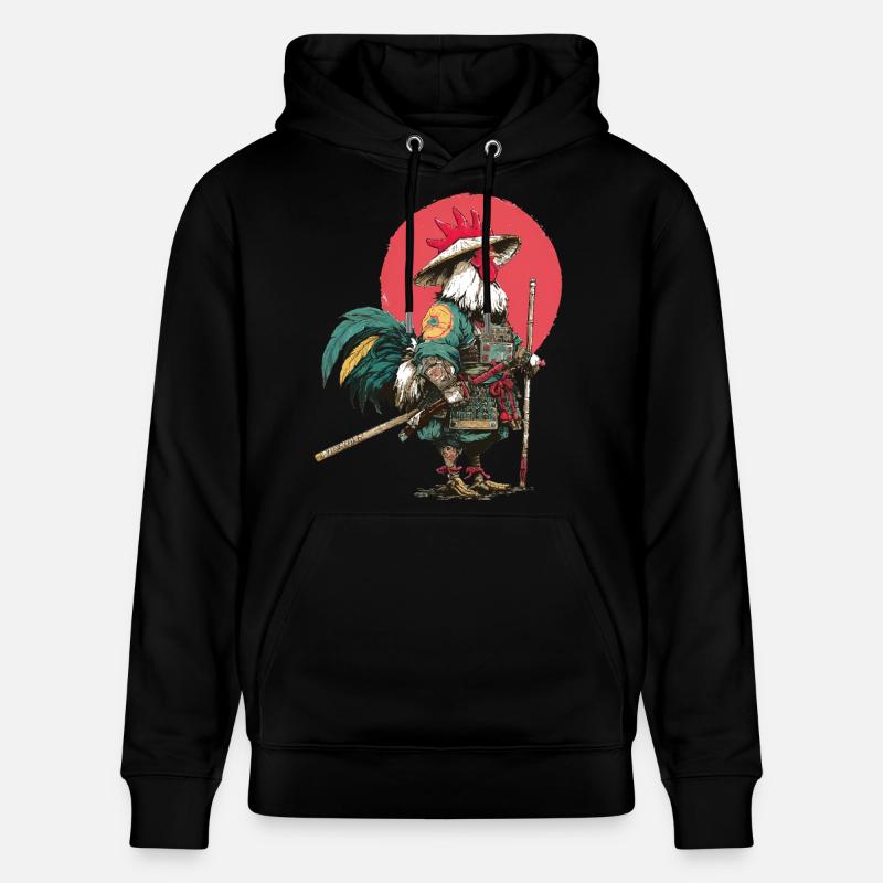 Hahn-Samurai in Rüstung - Stanley/Stella Unisex Bio-Hoodie CRUISER - Schwarz