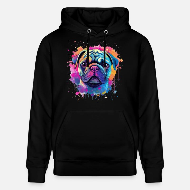 Lebendiges Mops-Splash-Porträt - Stanley/Stella Unisex Bio-Hoodie CRUISER  - Schwarz