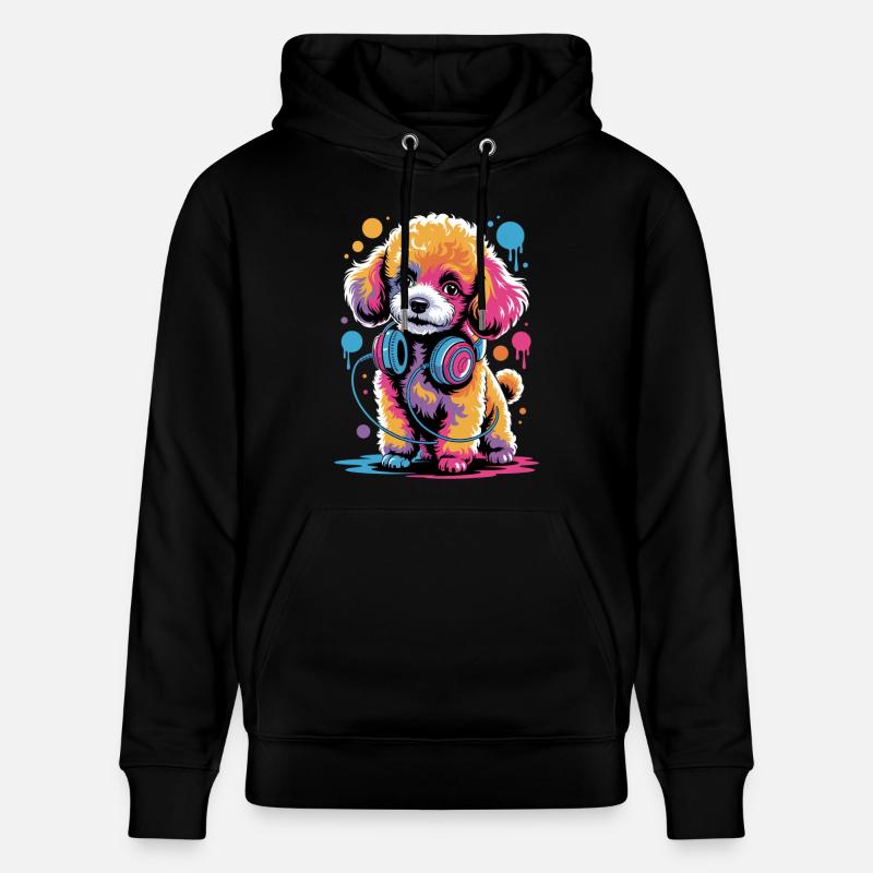 Caniche avec un casque - Sweat à capuche bio CRUISER Stanley/Stella Unisexe - noir