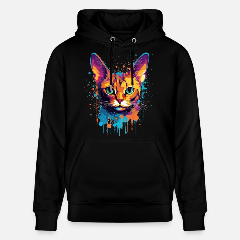 Bunte Splash-Kunst Abessinianisches Katzengesicht - Stanley/Stella Unisex Bio-Hoodie CRUISER  - Schwarz