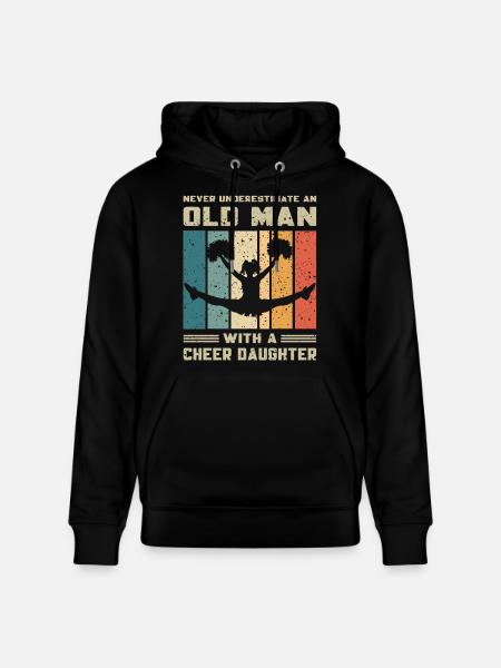 Dad - Old man with cheerleader daughter - Stanley/Stella CRUISER Unisex Organic Hoodie - black