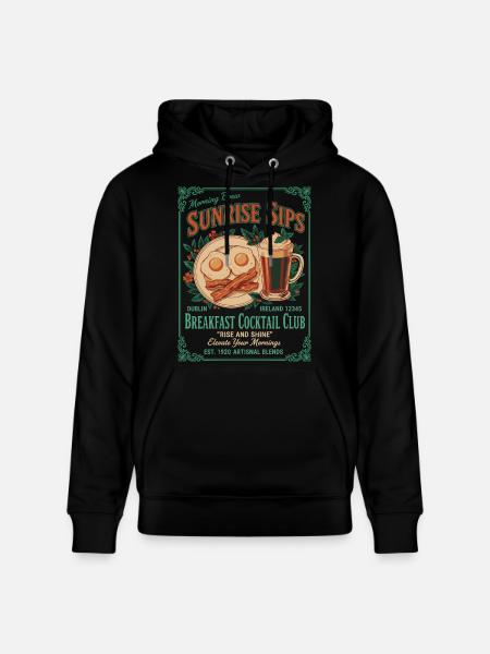 Breakfast Brunch Coffee Pancake Bacon Food - Stanley/Stella CRUISER Unisex Organic Hoodie - black