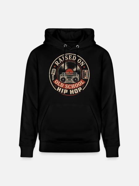 Opgegroeid met Old School Hip Hop | Retro Muziek - Stanley/Stella Uniseks bio-hoodie CRUISER  - zwart