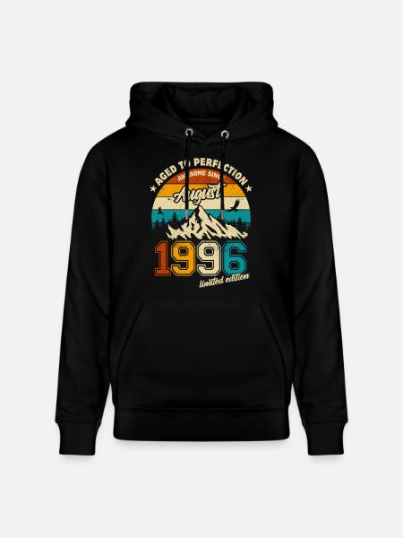 August 1996 | Aged to perfection | Birthday - Stanley/Stella CRUISER Unisex Organic Hoodie - black