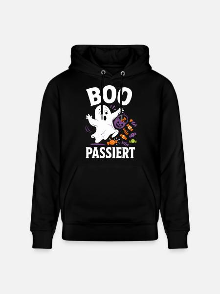 Boo Happens – Halloween Ghost with Candy - Stanley/Stella CRUISER Unisex Organic Hoodie - black