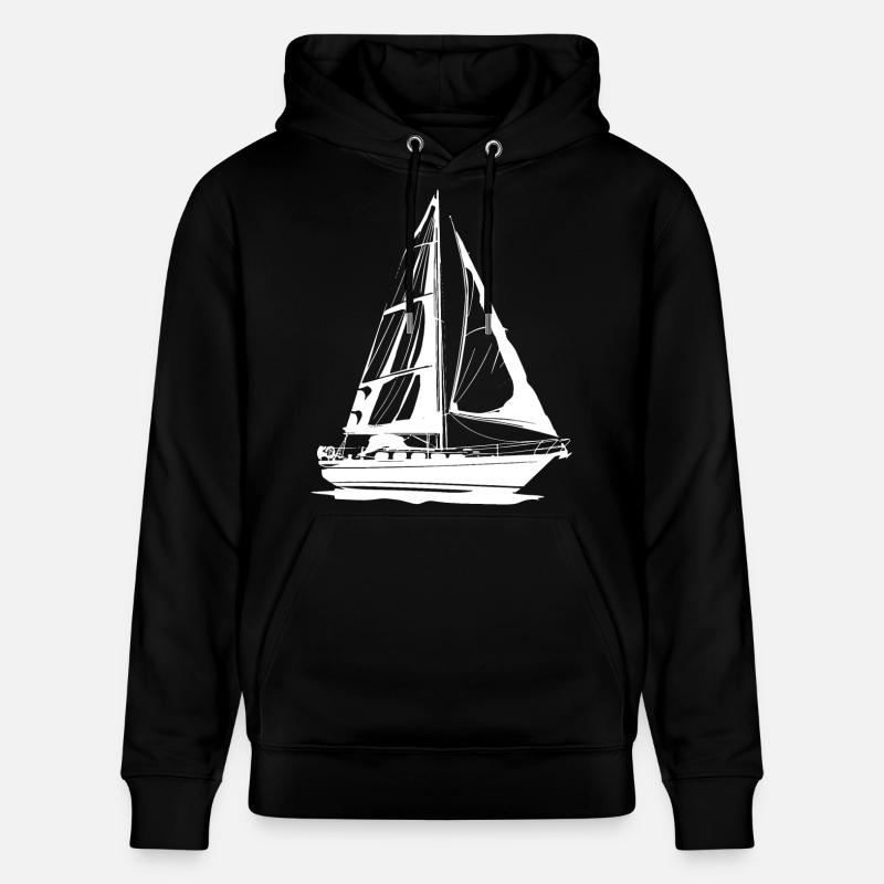 Dessin de voilier - Sweat à capuche bio CRUISER Stanley/Stella Unisexe - noir
