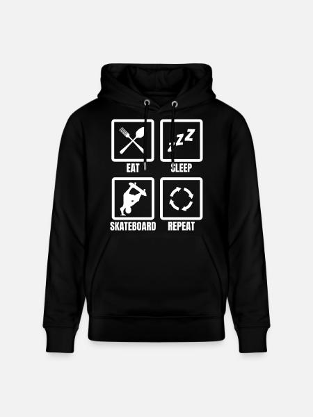 Eat Sleep Skateboard Repeat - Stanley/Stella CRUISER Unisex Organic Hoodie - black