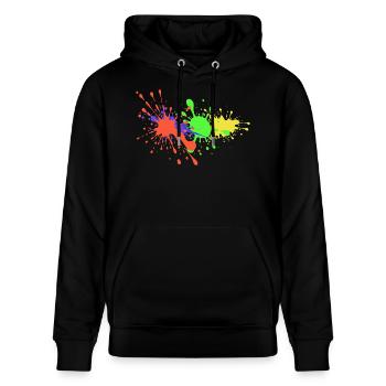 Farbkleckse Design Künstler - Stanley/Stella Unisex Bio-Hoodie CRUISER  - Schwarz - Vorne - Alina (178cm) & Michal (187cm)