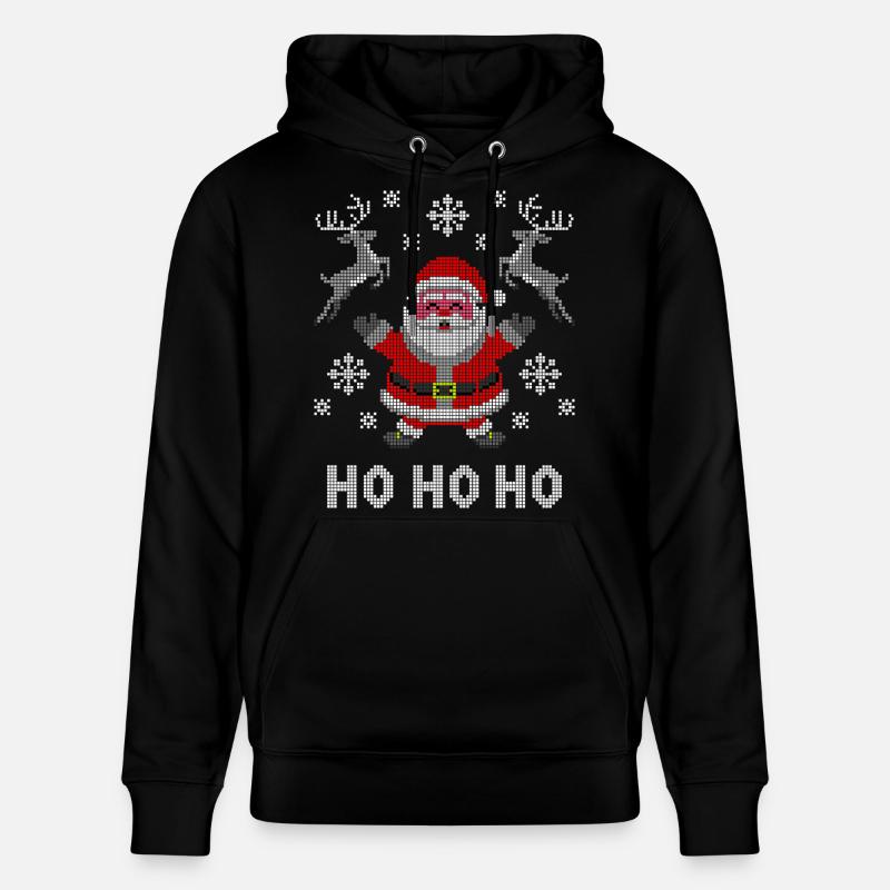Pixel Père Noël Renne Neige - Sweat à capuche bio CRUISER Stanley/Stella Unisexe - noir